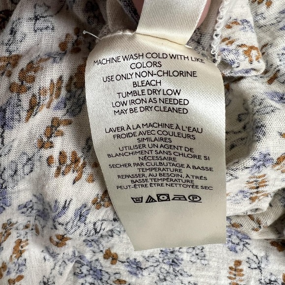 Free People Blouse Womens S Beige Floral Scoop Neck Tunic Top Boho Peasant - Picture 12 of 14